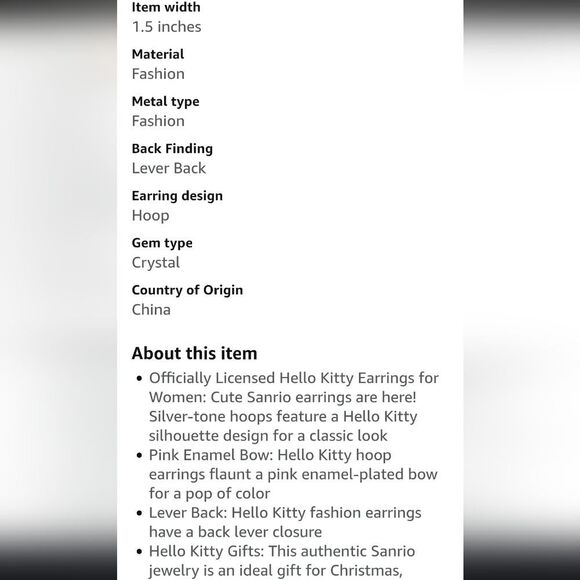 Hello Kitty Dangle & Hoop Earrings - Picture 7 of 13